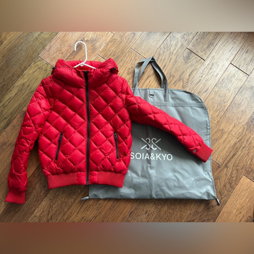Soia & Kyo Vibrant Red Quilted Down Jacket
